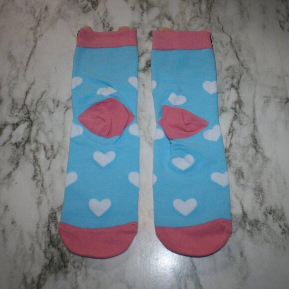 CAT LADY Socks Ankle Short Anklets Animal Print Hearts Orange White Multicolor - Picture 4 of 10